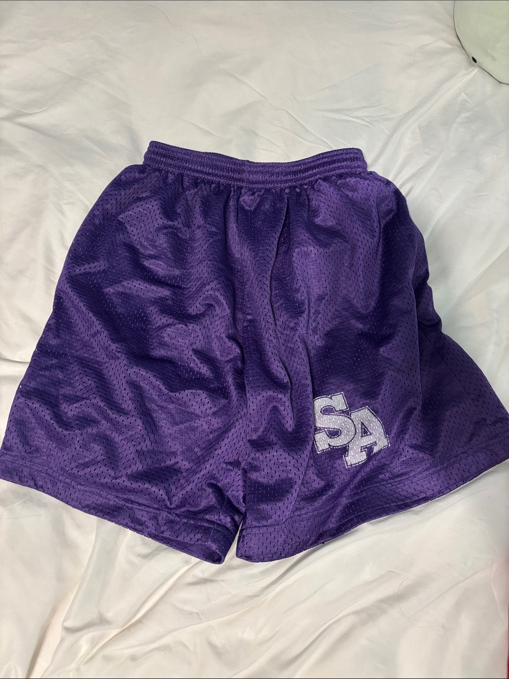 Purple Kids Athletic Mesh Shorts with SA Logo